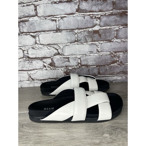 Roam White Leather Ribbon Open Toe Straps Slides Sandals Women Sz 41EU/10.5M US - Picture 4 of 16